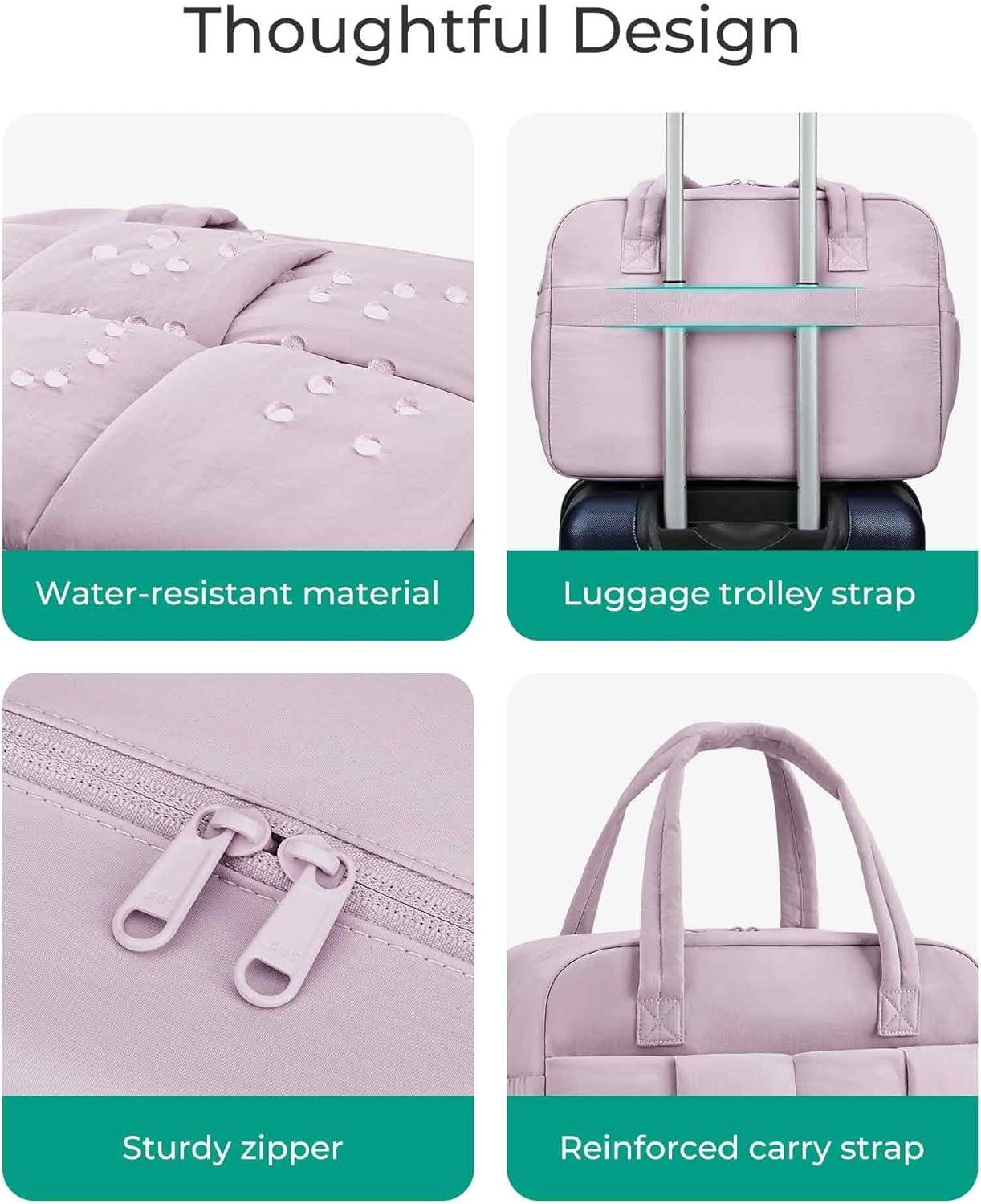 image:imageBAGSMART Gym Bag for Women Personal Item Puffer Duffle Bag Weekender Overnight Carry On Tote Handag for TravelMist Purple