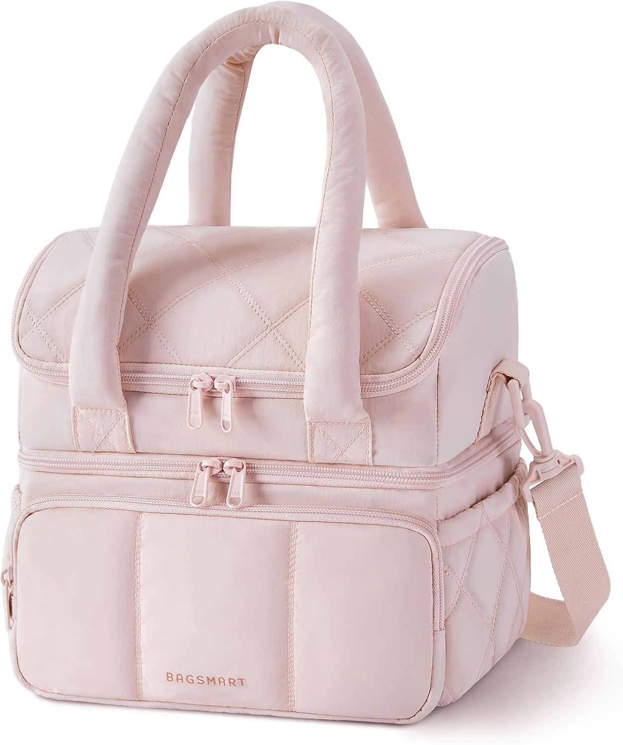 image:imageBAGSMART Insulated Lunch Bags for Women Cute Quilted Lunch Box Lightweight Puffy Padded Waterproof Lunch Tote Reusable Lunch Cooler for Work Picnic Travel BlackPink
