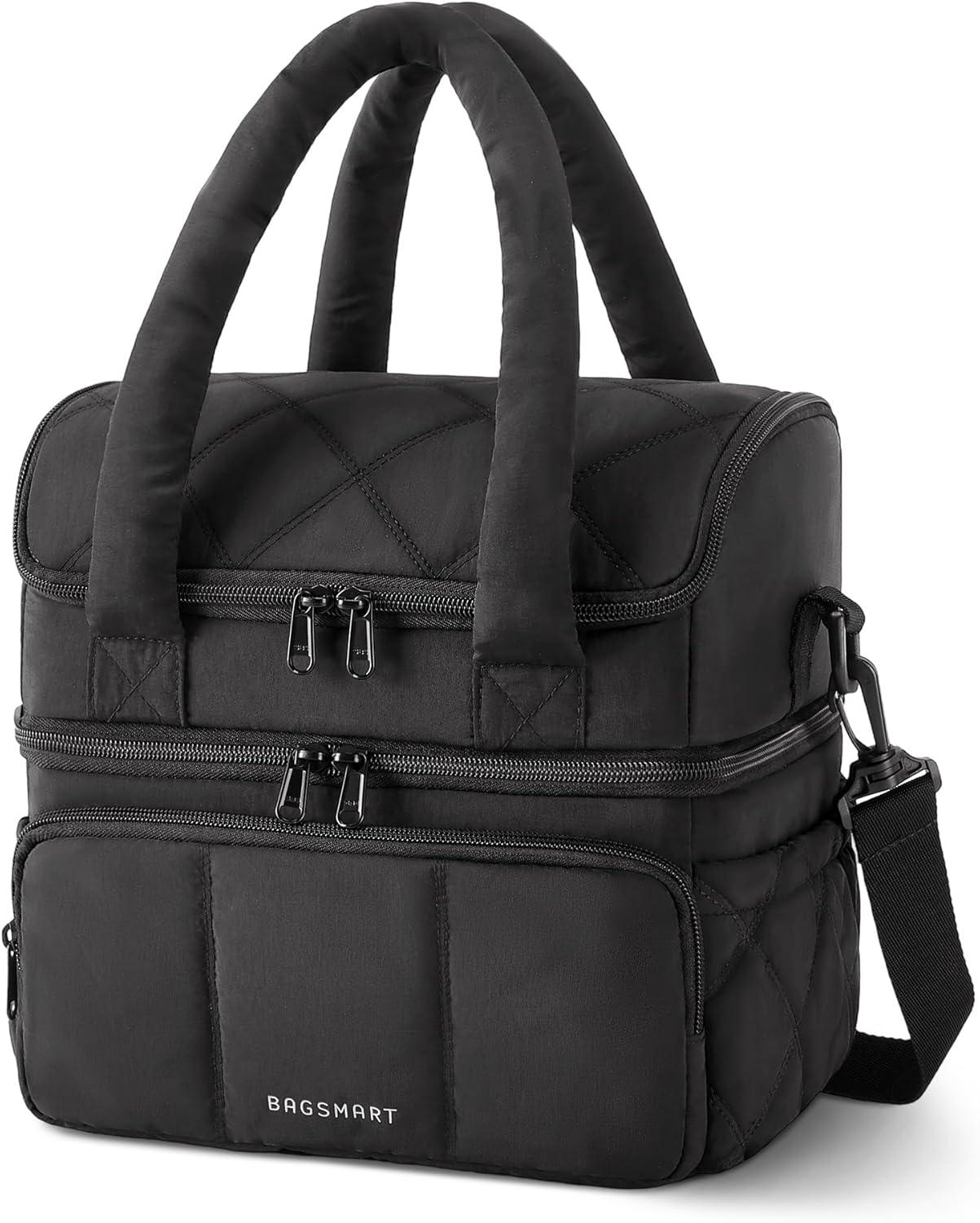 image:imageBAGSMART Insulated Lunch Bags for Women Cute Quilted Lunch Box Lightweight Puffy Padded Waterproof Lunch Tote Reusable Lunch Cooler for Work Picnic Travel BlackBlack