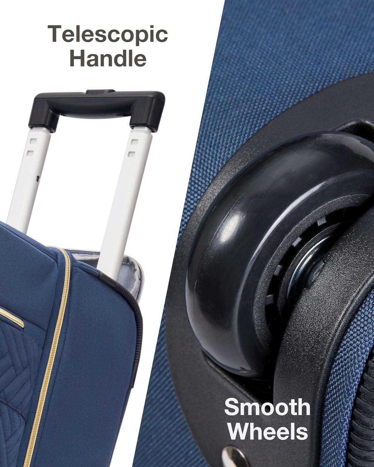 image:imageBAGSMART Rolling Duffle Bag with Wheels 45L Carryon Luggage Large Travel Bag with Shoes Compartment Weekender Overnight Bag for Travel Business TripsBlackNavy Blue