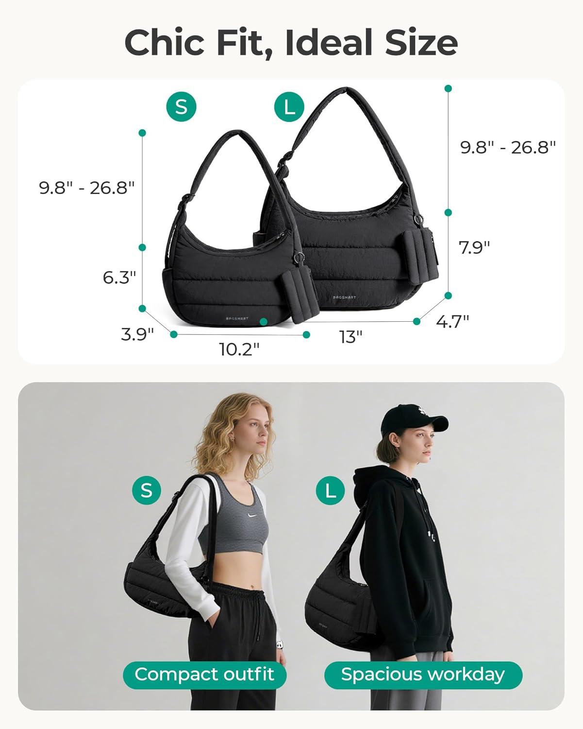 image:imageBAGSMART Shoulder Bag for Women Small Puffer Purses Crossbody Bag Lightweight Fluffy Hobo Handbag Puffy PouchBlack