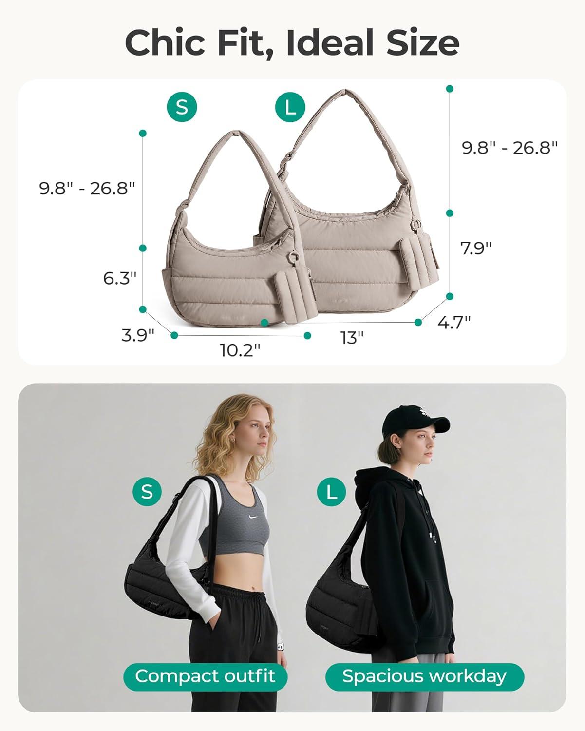 image:imageBAGSMART Shoulder Bag for Women Small Puffer Purses Crossbody Bag Lightweight Fluffy Hobo Handbag Puffy PouchGrey