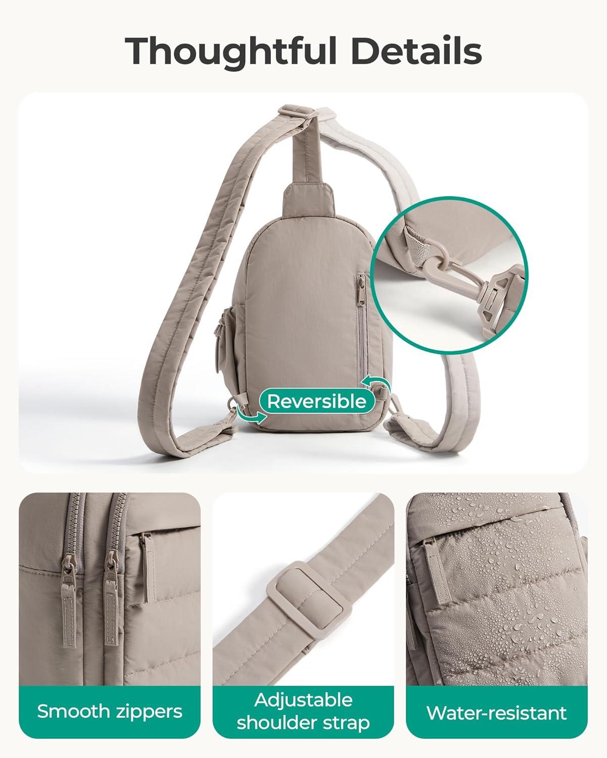 image:imageBAGSMART Small Sling Bag for Women Puffer Crossbody Bag Purses Hobo Handbag Fanny Packs for Travel HikingBlack