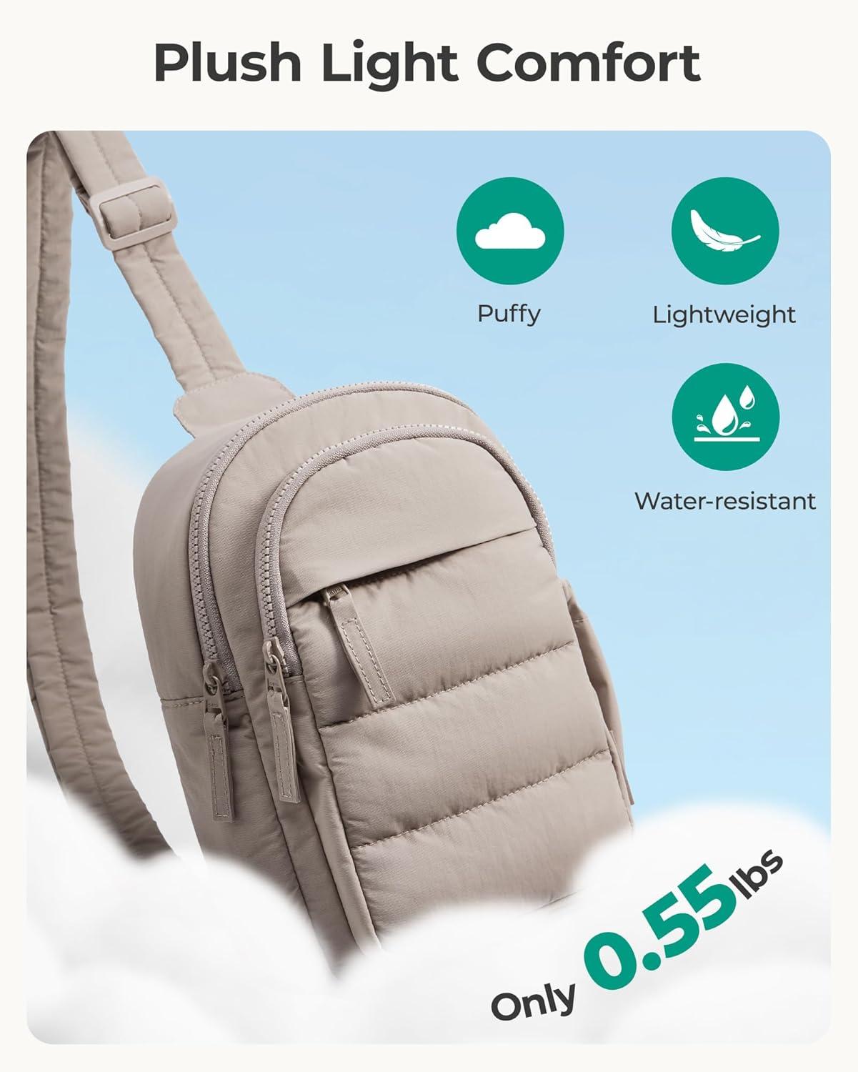 image:imageBAGSMART Small Sling Bag for Women Puffer Crossbody Bag Purses Hobo Handbag Fanny Packs for Travel HikingGrey