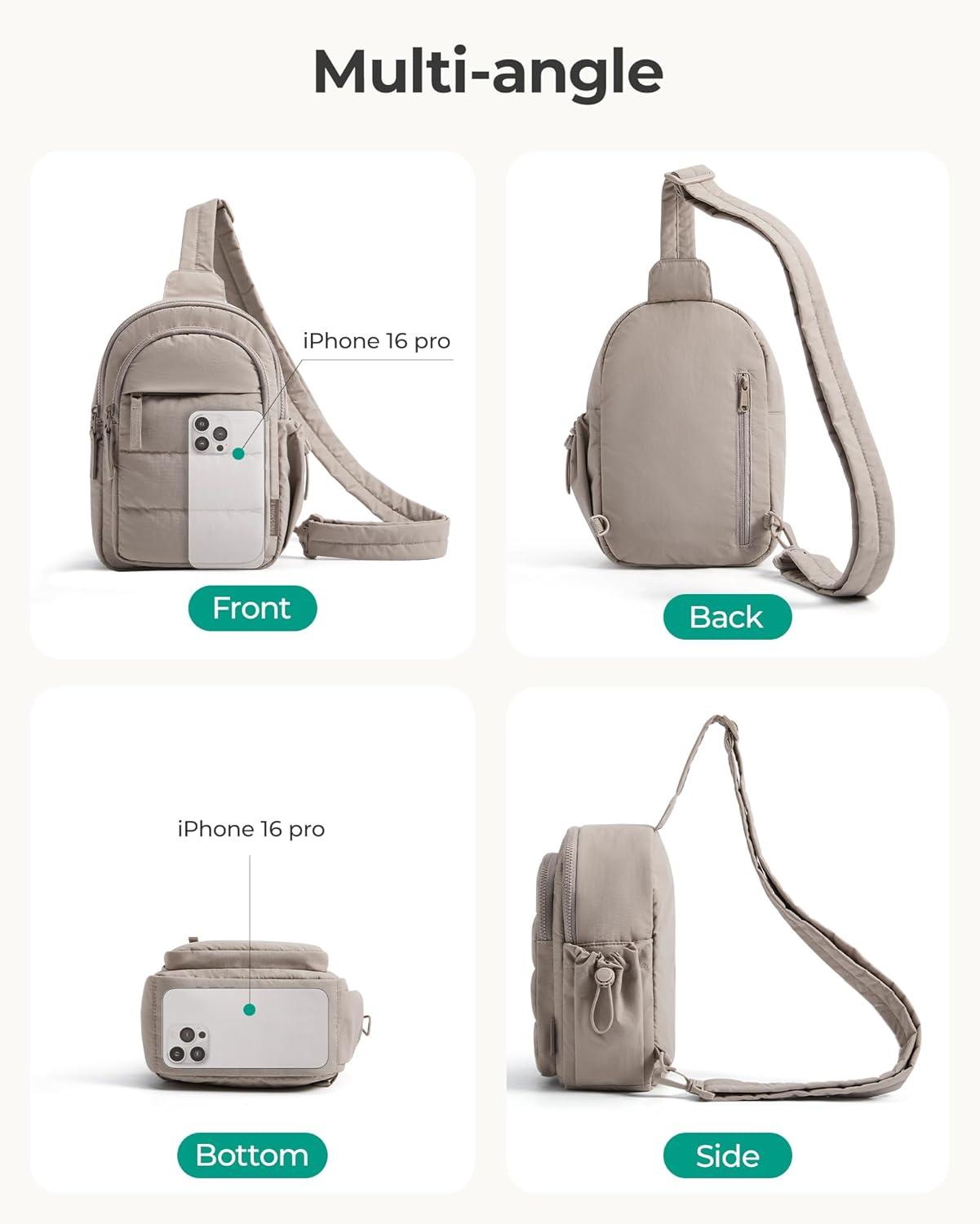 image:imageBAGSMART Small Sling Bag for Women Puffer Crossbody Bag Purses Hobo Handbag Fanny Packs for Travel HikingGrey