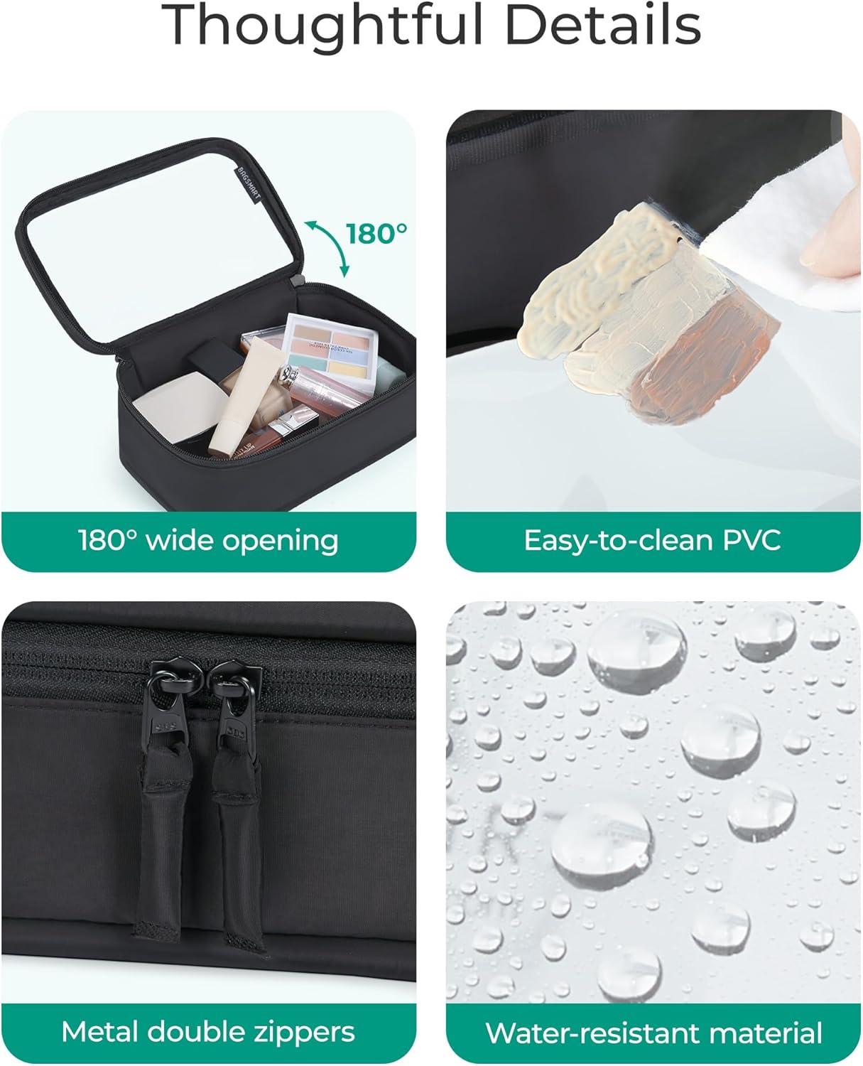 image:imageBAGSMART TSAApproved Toiletry Bag Large Opening Clear Makeup Bag with Handle Quart Sized Travel Toiletry Bag CarryOn Airline Compliant for Men and Women BlackBlack