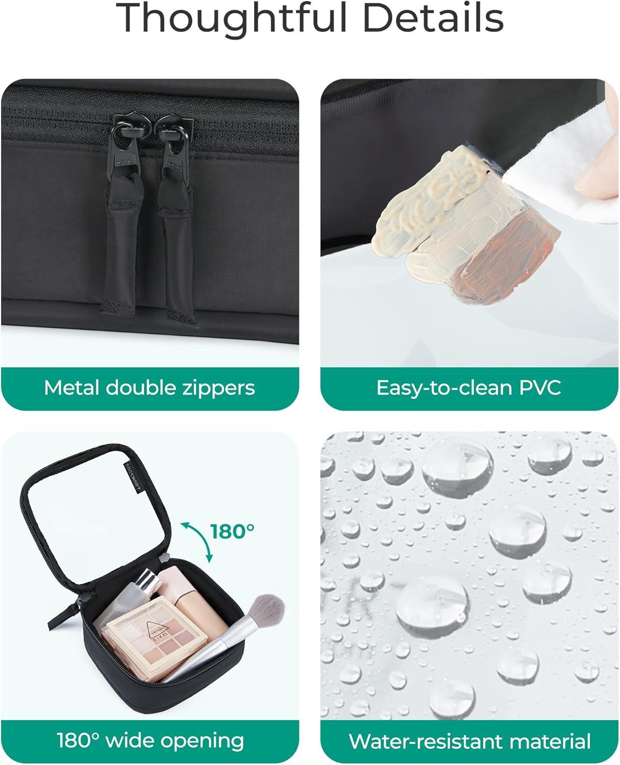 image:imageBAGSMART TSAApproved Toiletry Bag Large Opening Clear Makeup Bag with Handle Quart Sized Travel Toiletry Bag CarryOn Airline Compliant for Men and Women BlackBlack