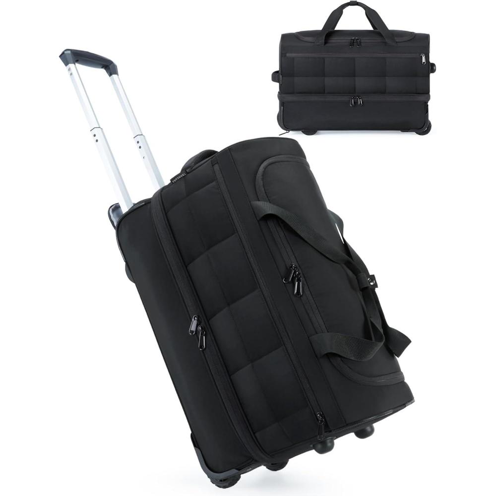 image:imageBAGSMART 42L Rolling Duffle Bag with Wheels Carry On Bag Duffel Bag for Travel Wet Pocket Duffle Bag with Wheels and Handle BrownABlack