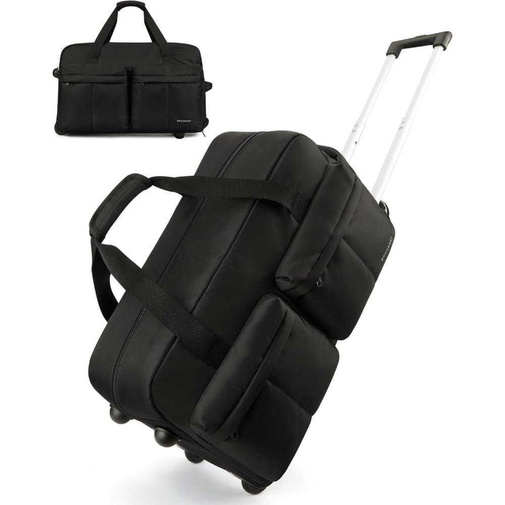 image:imageBAGSMART 42L Rolling Duffle Bag with Wheels Carry On Bag Duffel Bag for Travel Wet Pocket Duffle Bag with Wheels and Handle BrownBlack
