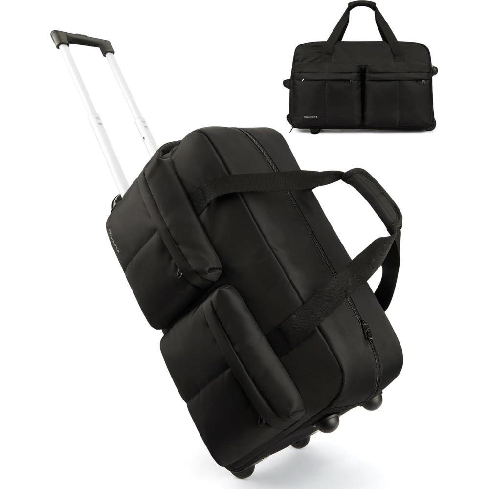 image:imageBAGSMART 42L Rolling Duffle Bag with Wheels Carry On Bag Duffel Bag for Travel Wet Pocket Duffle Bag with Wheels and Handle BrownClassic