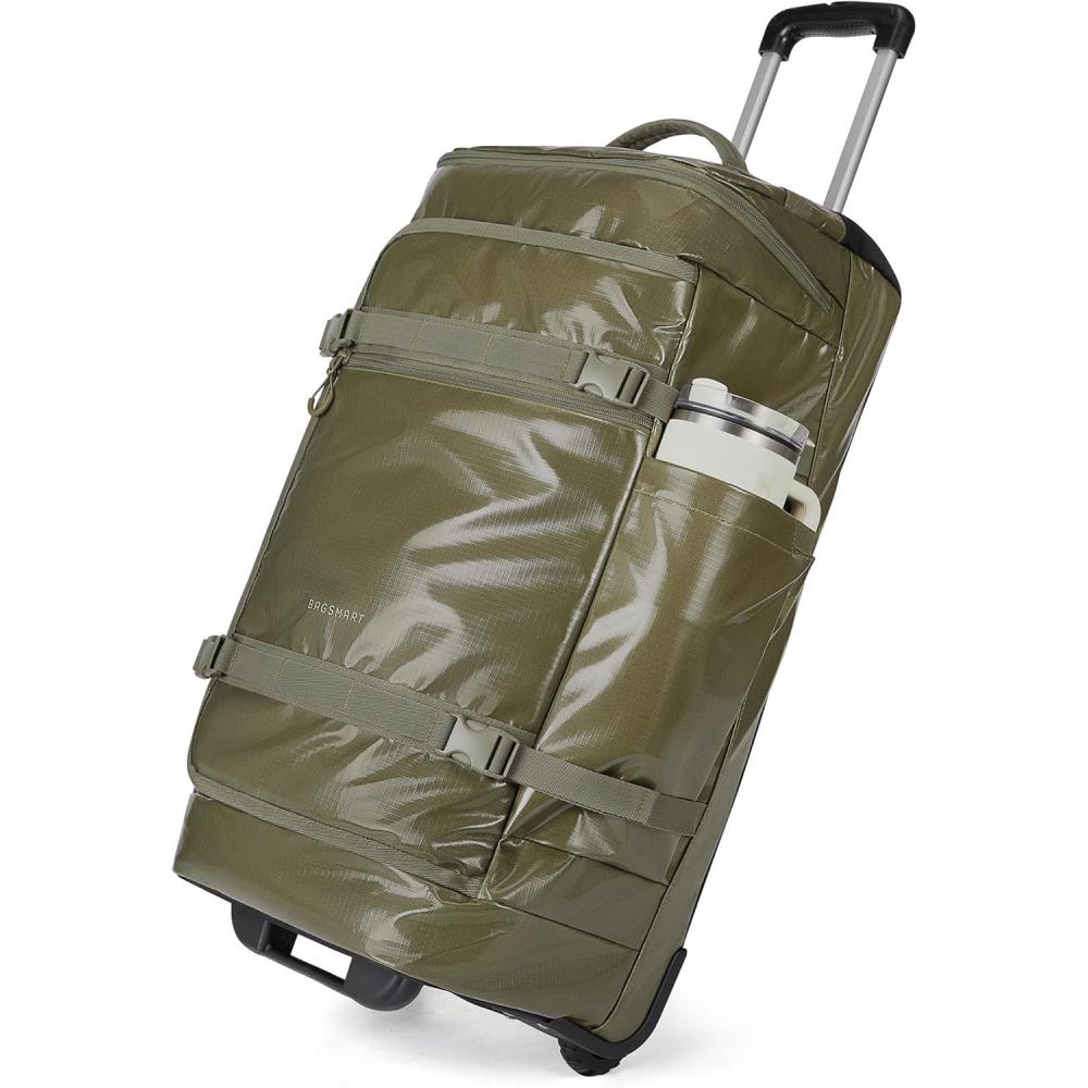 image:imageBAGSMART 70L Rolling Duffle Bag with Wheels Large Travel Duffel Luggage Bag for Men Water Repellent Heavy Duty for Travel Camp Olive GreenOlive Green