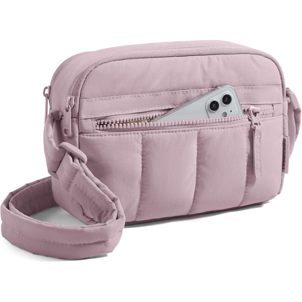image:imageBAGSMART Anti Theft Crossbody Bags for Women Travel Purse Medium Quilted Puffy cross body bag Handbags Shoulder Purses Baby PinkmediumPurple
