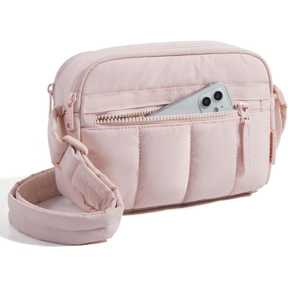 image:imageBAGSMART Anti Theft Crossbody Bags for Women Travel Purse Medium Quilted Puffy cross body bag Handbags Shoulder Purses BlackmediumBaby Pink