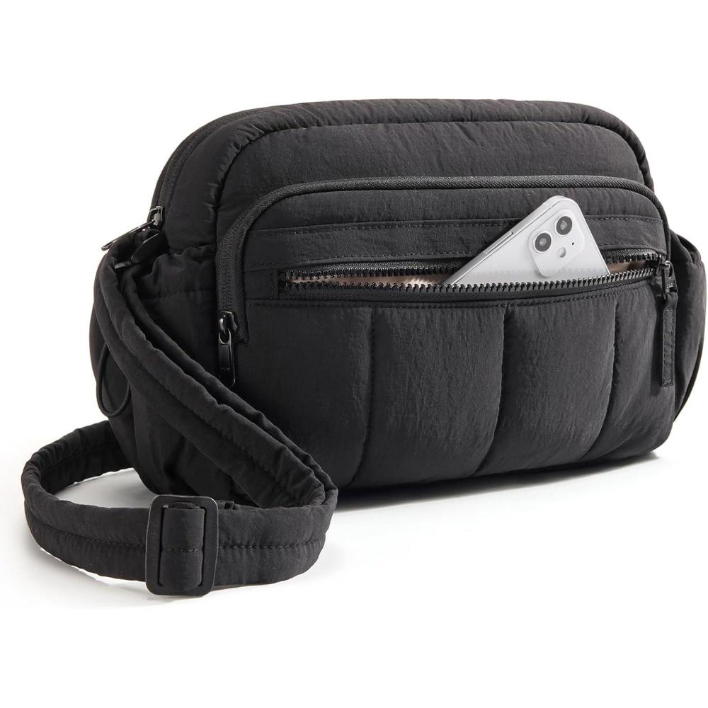 image:imageBAGSMART Anti Theft Crossbody Bags for Women Travel Purse Medium Quilted Puffy cross body bag Handbags Shoulder Purses BlackmediumBlack1