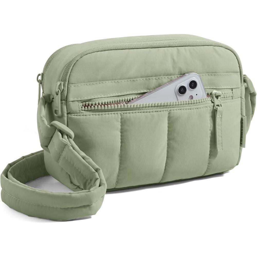 image:imageBAGSMART Anti Theft Crossbody Bags for Women Travel Purse Medium Quilted Puffy cross body bag Handbags Shoulder Purses BlackmediumGreen