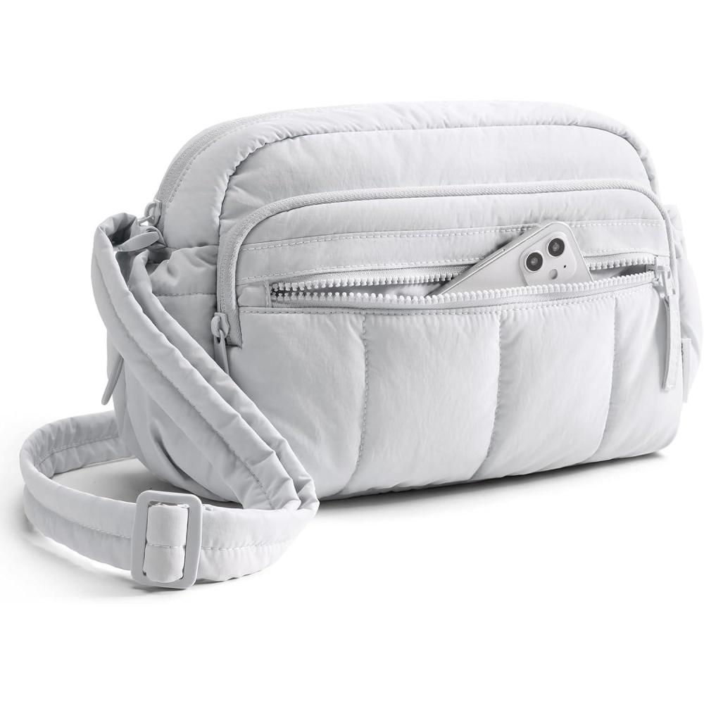 image:imageBAGSMART Anti Theft Crossbody Bags for Women Travel Purse Medium Quilted Puffy cross body bag Handbags Shoulder Purses BlackmediumLight Gray1