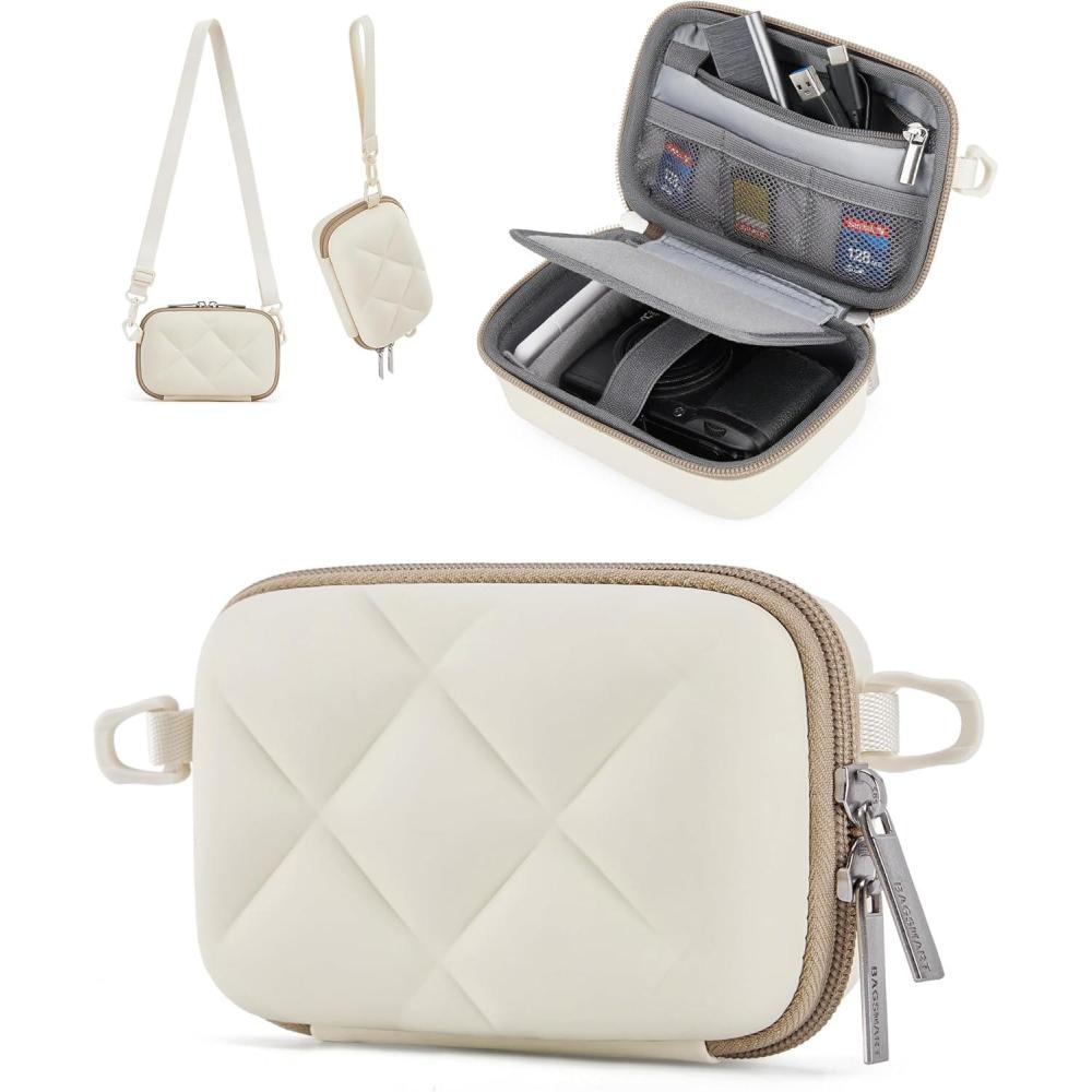 image:imageBAGSMART Digital Camera Case Protective amp Lightweight Camera Case with 2 Carrying Ways Waterproof amp Shockproof Small Camera Bag for Canon PowerShot G7X Mark IIIIISony DSCW800DSCW830  BeigeBeige
