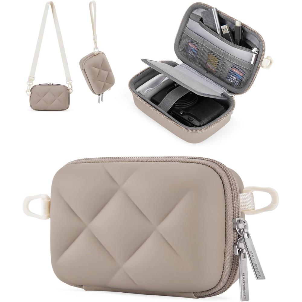 image:imageBAGSMART Digital Camera Case Protective amp Lightweight Camera Case with 2 Carrying Ways Waterproof amp Shockproof Small Camera Bag for Canon PowerShot G7X Mark IIIIISony DSCW800DSCW830 BeigeCamel