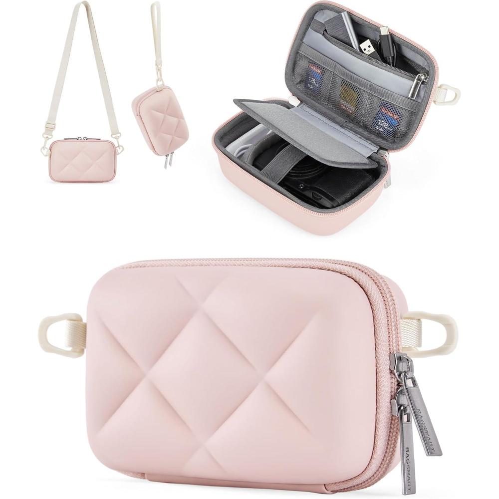 image:imageBAGSMART Digital Camera Case Protective amp Lightweight Camera Case with 2 Carrying Ways Waterproof amp Shockproof Small Camera Bag for Canon PowerShot G7X Mark IIIIISony DSCW800DSCW830 BeigePink
