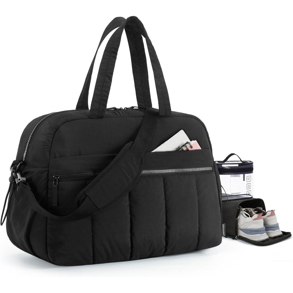 image:imageBAGSMART Gym Bag for Women Duffle Bag for Travel with Wet Pocket Lightweight Carry on Weekender Duffel Water ResistantBlack