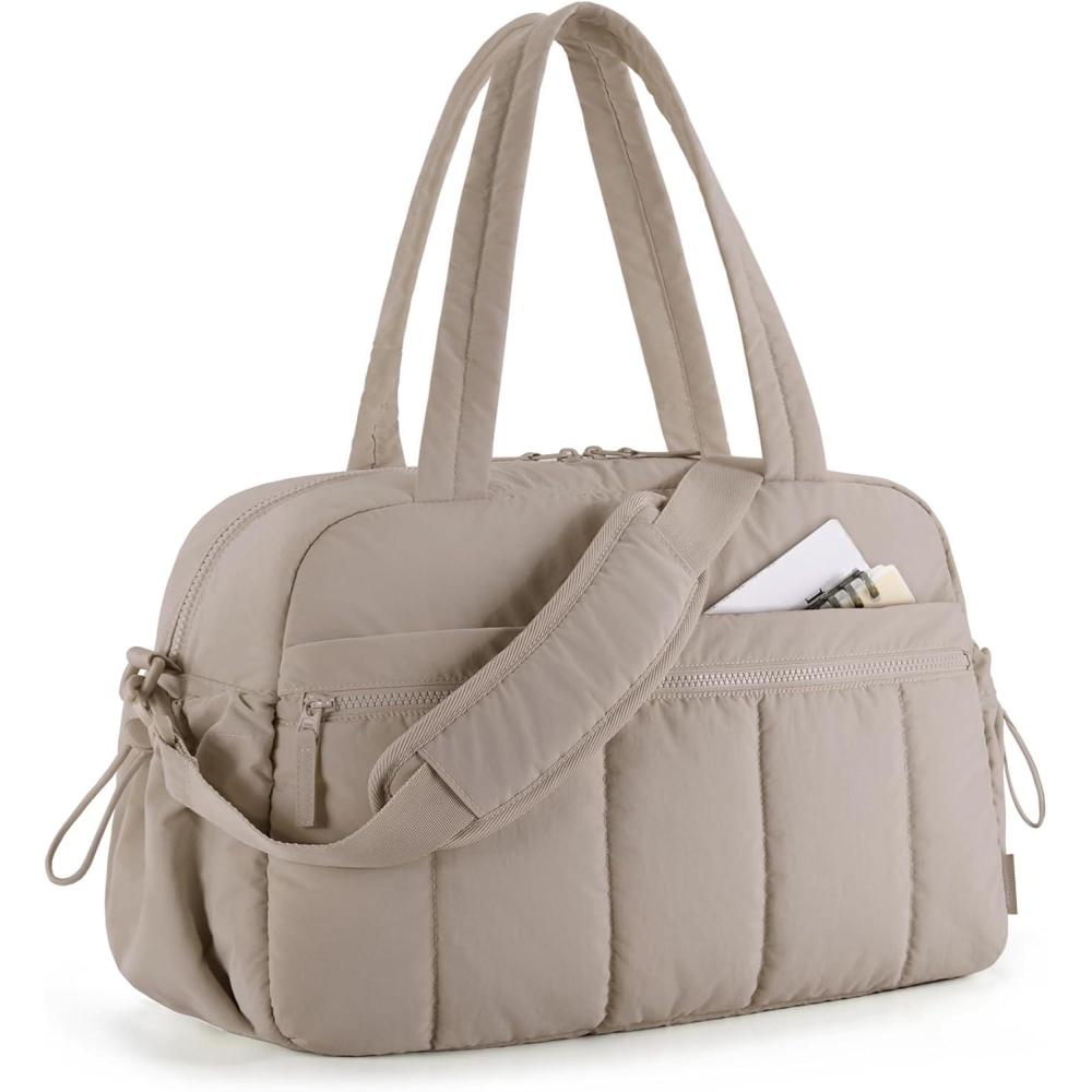 image:imageBAGSMART Gym Bag for Women Duffle Bag for Travel with Wet Pocket Lightweight Carry on Weekender Duffel Water ResistantCamel