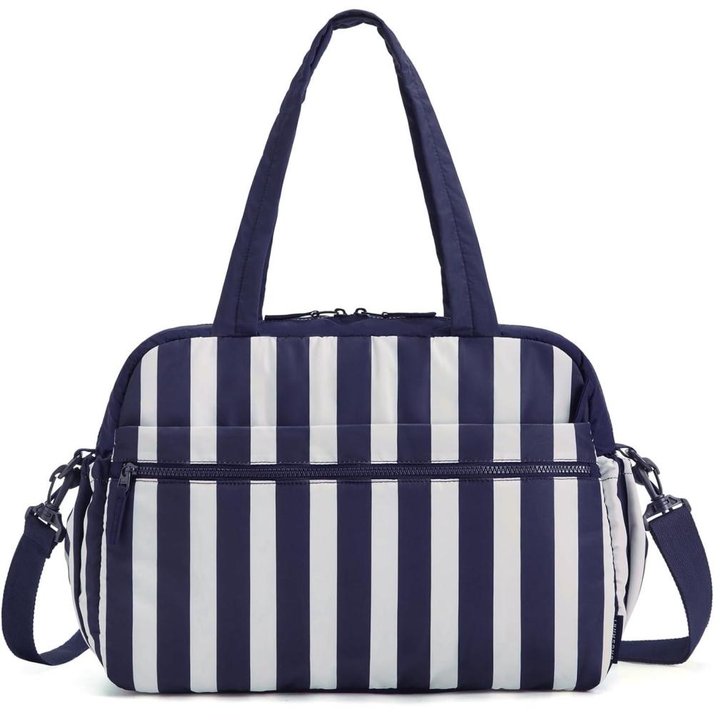 image:imageBAGSMART Gym Bag for Women Duffle Bag for Travel with Wet Pocket Lightweight Carry on Weekender Duffel Water ResistantCoastal Stripe