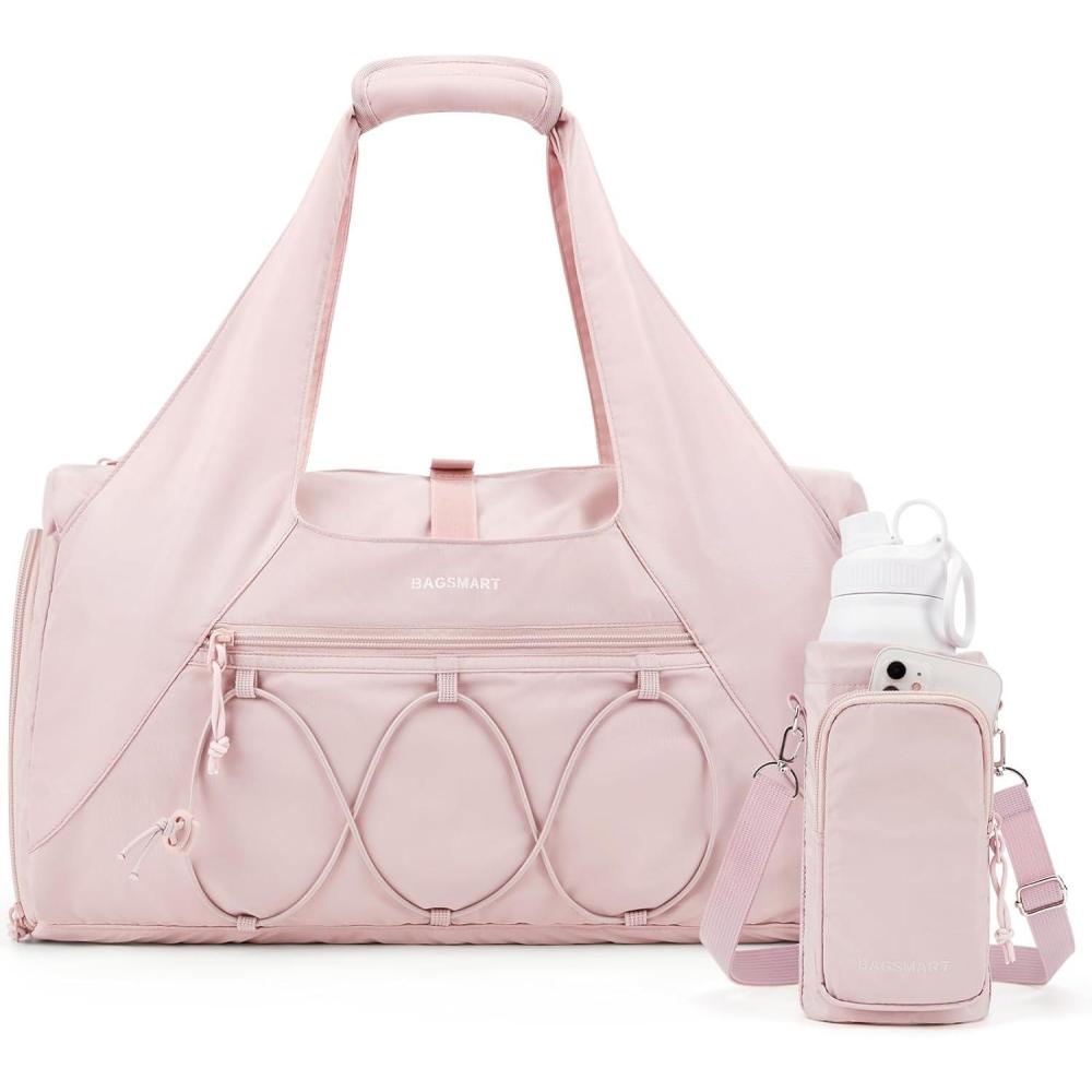 image:imageBAGSMART Gym Bag for Women Lightweight Duffel with Shoe Compartment Tote Bag with Wet Pocket for Yoga Travel PinkAPink