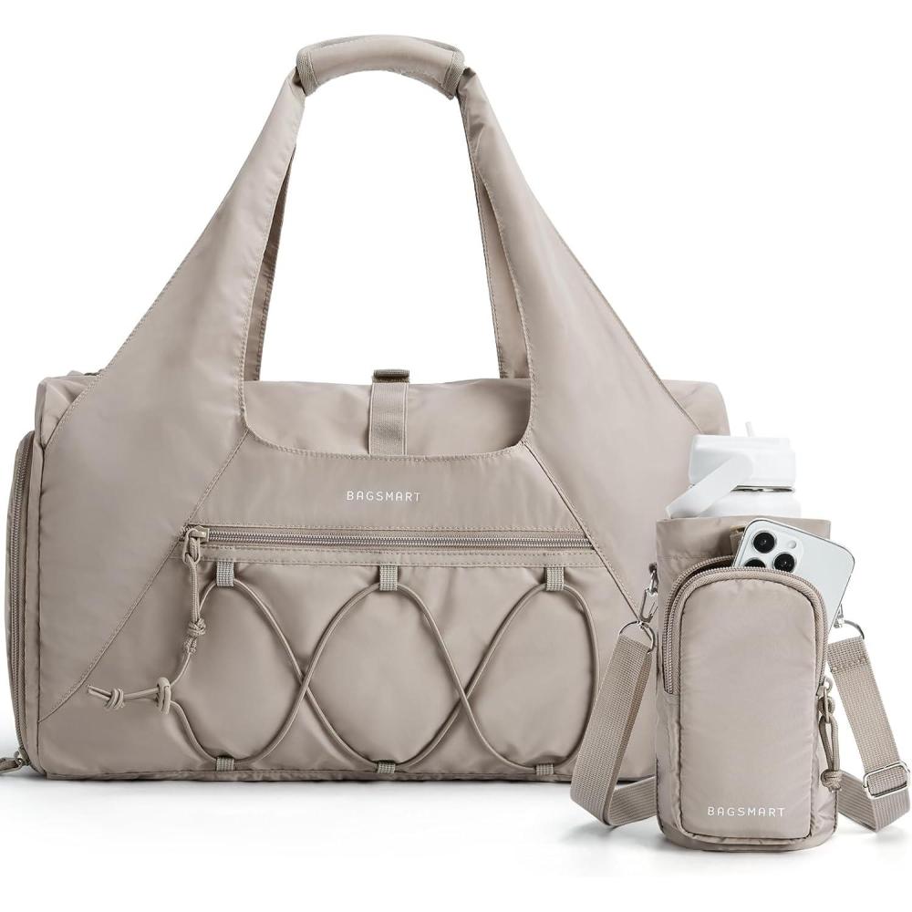 image:imageBAGSMART Gym Bag for Women Lightweight Duffel with Shoe Compartment Tote Bag with Wet Pocket for Yoga Travel PinkCamel