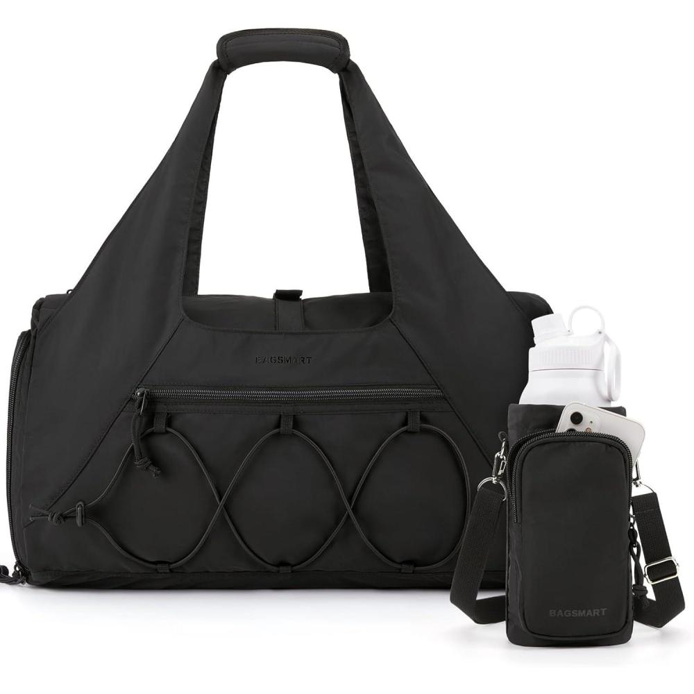image:imageBAGSMART Gym Bag for Women Lightweight Duffel with Shoe Compartment Tote Bag with Wet Pocket for Yoga Travel PinkCharcoal