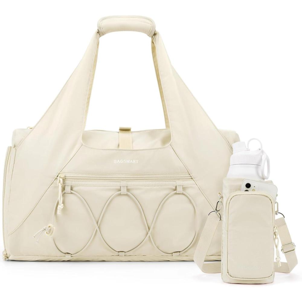 image:imageBAGSMART Gym Bag for Women Lightweight Duffel with Shoe Compartment Tote Bag with Wet Pocket for Yoga Travel PinkCream