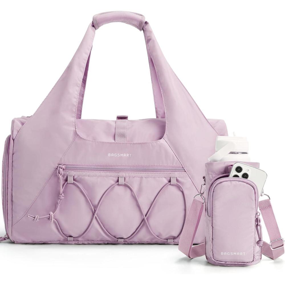 image:imageBAGSMART Gym Bag for Women Lightweight Duffel with Shoe Compartment Tote Bag with Wet Pocket for Yoga Travel PinkPurple