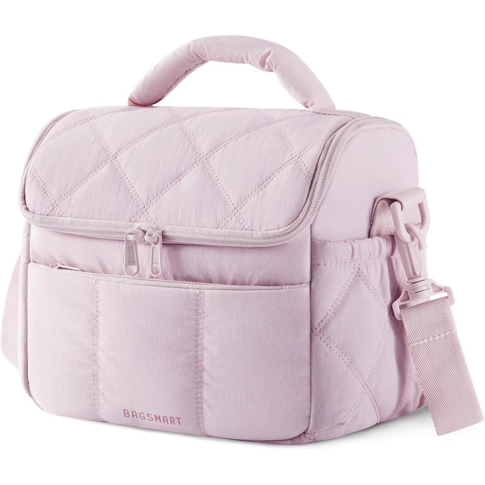 image:imageBAGSMART Insulated Lunch Bags for Women Cute Quilted Lunch Box Lightweight Puffy Padded Waterproof Lunch Tote Reusable Lunch Cooler for Work Picnic Travel BlackPink