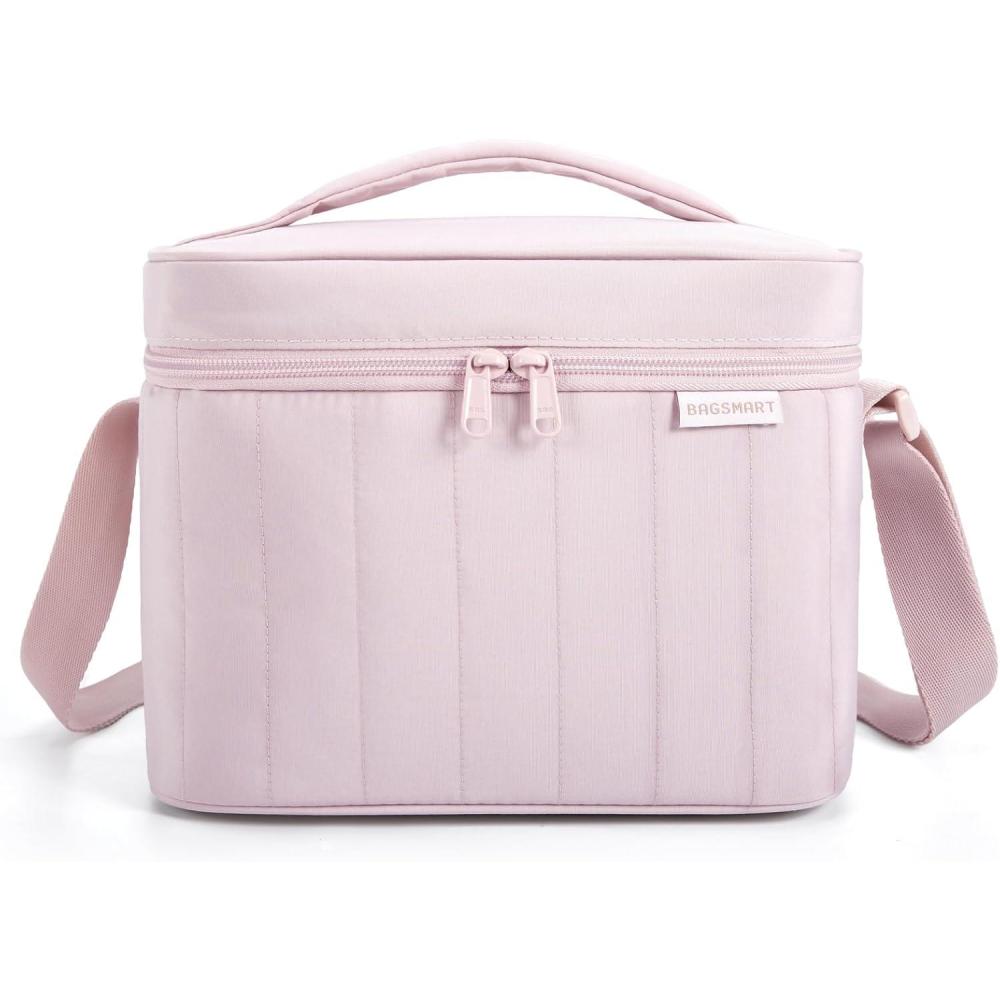 image:imageBAGSMART Lunch Box for Women Insulated Lunch Bag Cute Puffer Lunch Tote Bags Lightweight Quilted Reusable Cooler for Work School Picnic or Travel PinkPink