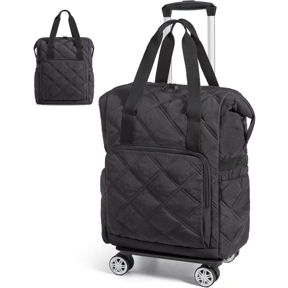 image:imageBAGSMART Rolling Duffle Bag with Wheels 35L Carry on Travel Bag with Detachable Wheels PVC Wet Pocket Duffel bag with Wheels BlackBlack