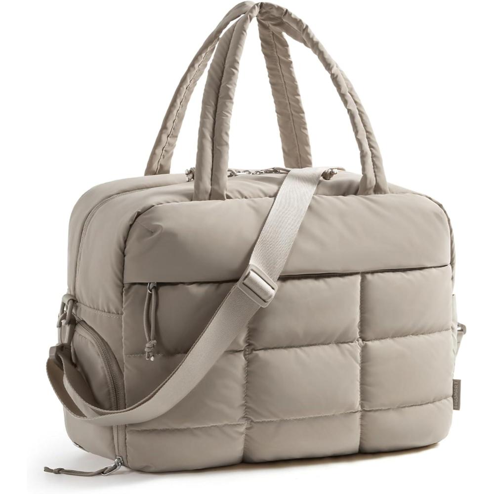 image:imageBAGSMART Small Gym Bag for Women 23L Carry on Travel Duffle Waterresistant Dance Bag with Shoe Compartment BlackCamel