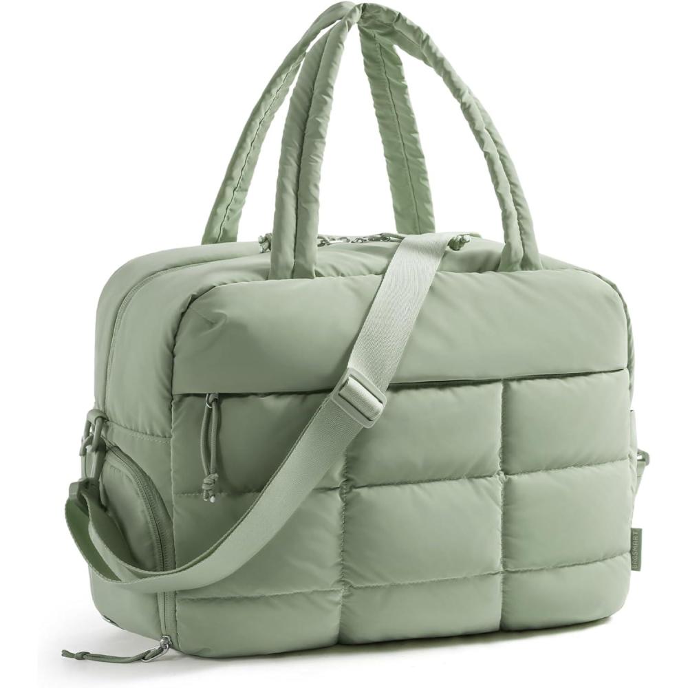 image:imageBAGSMART Small Gym Bag for Women 23L Carry on Travel Duffle Waterresistant Dance Bag with Shoe Compartment BlackGreen