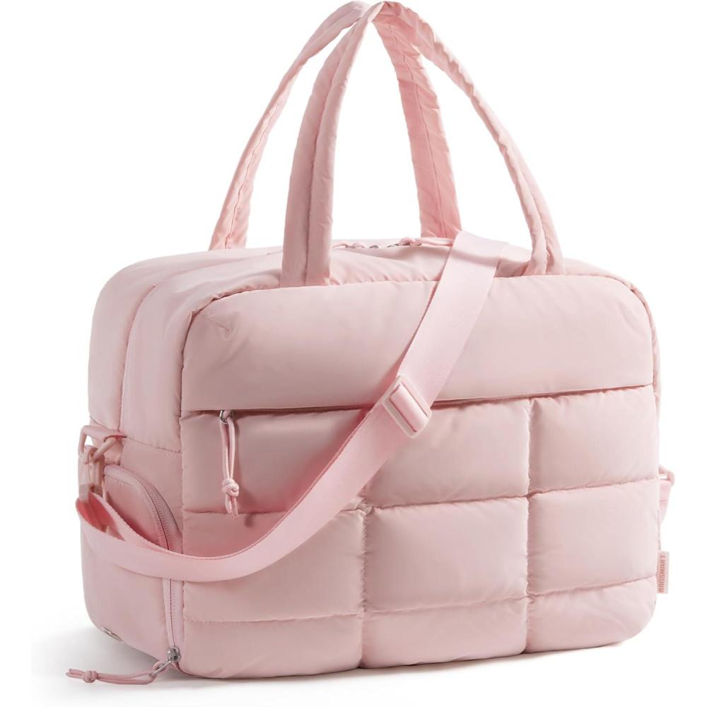 image:imageBAGSMART Small Gym Bag for Women 23L Carry on Travel Duffle Waterresistant Dance Bag with Shoe Compartment BlackLight Pink