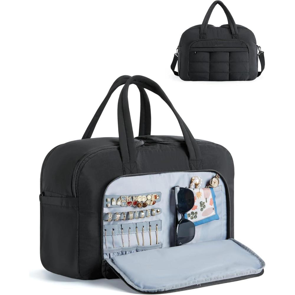 image:imageBAGSMART Travel Duffel Bag Carry on Travel Bag with Jewelry Compartment 35L Weekender Duffle for Women Water Resistant BlackBlack