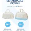 BAGSMART Gym Bag for Men Women, Expandable Sports Duffel Bag, Lightweight Workout Bag with Shoe Compartment & Wet Pocket, Water Resistant Weekend Overnight Bag for Travel Gym, Beige