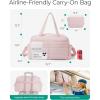 BAGSMART Gym Bag for Women, Lightweight Puffer Duffle Bag 2-PC Travel Bag, 31L Weekender Overnight Bag Quilted Carry On Tote Bag, Diaper Hospital Dance bag for Travel, Gym, Water Resistant, Camel(Baby Pink)