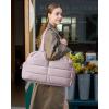 BAGSMART Gym Bag for Women, Lightweight Puffer Duffle Bag 2-PC Travel Bag, 31L Weekender Overnight Bag Quilted Carry On Tote Bag, Diaper Hospital Dance bag for Travel, Gym, Water Resistant, Camel(Misty Purple)