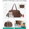 BAGSMART Gym Bag for Women, Lightweight Puffer Duffle Bag 2-PC Travel Bag, 31L Weekender Overnight Bag Quilted Carry On Tote Bag, Diaper Hospital Dance bag for Travel, Gym, Water Resistant, Camel(Coffee Brown)