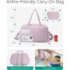 BAGSMART Gym Bag for Women, Lightweight Puffer Duffle Bag 2-PC Travel Bag, 31L Weekender Overnight Bag Quilted Carry On Tote Bag, Diaper Hospital Dance bag for Travel, Gym, Water Resistant, Camel(Misty Purple)