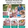 BAGSMART Lunch Bag Women Large Lunch Box Insulated Tote Bag with Multi-Pockets Quilted Puffy Tote for Work, Outdoors(04-Black)