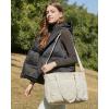 BAGSMART Lunch Bag Women Large Lunch Box Insulated Tote Bag with Multi-Pockets Quilted Puffy Tote for Work, Outdoors(04-Black)