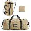 BAGSAMRT 60L Foldable Duffle Bag for Travel, Large Travel Duffel Bag for Men, 4 in 1 Travel Backpack, Carry on Weekender Bag, Black(Light Brown)