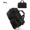 BAGSMART 42L Rolling Duffle Bag with Wheels, Carry On Bag Duffel Bag for Travel, Wet Pocket Duffle Bag with Wheels and Handle, Brown(Classic)