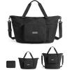 BAGSMART Foldable Travel Bag, 37L Duffle Bag for Travel, Expendable Carry on Weekender Duffel, Lightweight Personal Item Bag, Black(Black)