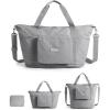 BAGSMART Foldable Travel Bag, 37L Duffle Bag for Travel, Expendable Carry on Weekender Duffel, Lightweight Personal Item Bag, Black(Grey)