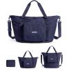 BAGSMART Foldable Travel Bag, 37L Duffle Bag for Travel, Expendable Carry on Weekender Duffel, Lightweight Personal Item Bag, Black(Navy Blue)
